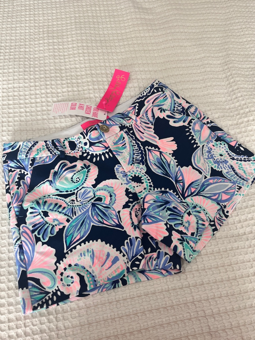 Lilly Pulitzer Navy Floral Paisley Athletic Bermuda Shorts